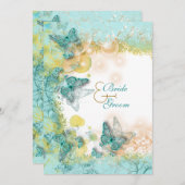 Aqua Gold strand thema bruiloft Kaart (Voorkant / Achterkant)