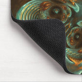 Aqua Gold Swirls Fractal Art Mousepad Muismat (Hoek)