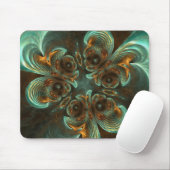 Aqua Gold Swirls Fractal Art Mousepad Muismat (Met muis)