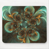 Aqua Gold Swirls Fractal Art Mousepad Muismat (Voorkant)