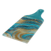 Aqua & Gold Swirls Waves Cutting Board Snijplank (Hoek)