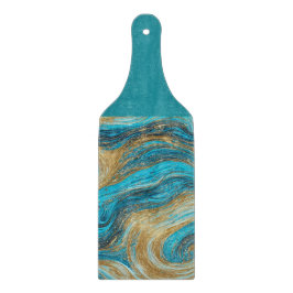 Aqua & Gold Swirls Waves Cutting Board Snijplank