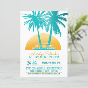 Aqua Gold Tropical Retirement Party-uitnodigingen Kaart