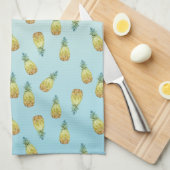 Aqua gold tropische waterverf ananas theedoek (Quarter Fold)