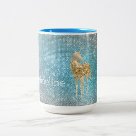 Aqua Gold Unicorn Sparkle Tweekleurige Koffiemok