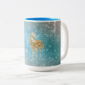 Aqua Gold Unicorn Sparkle Tweekleurige Koffiemok (Voorkant rechts)