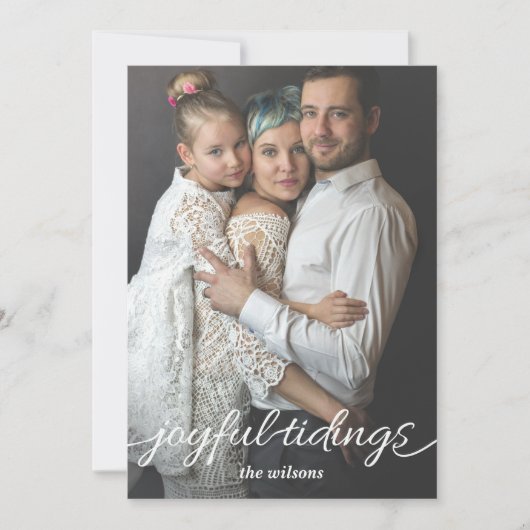 Aqua Gold Vrolijke Boodschap Script Aangepaste Fot Feestdagenkaart (Voorkant)