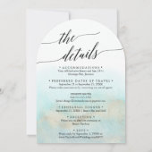 Aqua Gold Waterverf Beach Arch alles in één bruilo Kaart (Achterkant)