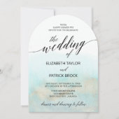 Aqua Gold Waterverf Beach Arch alles in één bruilo Kaart (Voorkant)