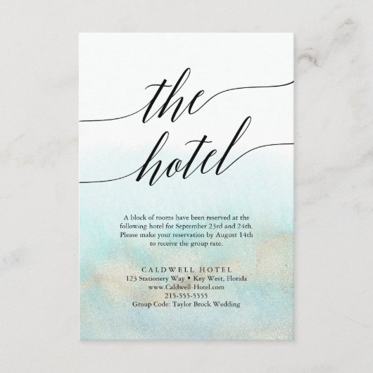 Aqua & Gold Waterverf Beach Hotel Enclosure Kaart (Voorkant)