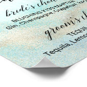 Aqua & Gold Waterverf Beach Signature Drink Sign Poster (Hoek)