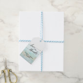 Aqua & Gold Waterverf Beach Wedding Love & Bedankt Cadeaulabel (Met Touw)