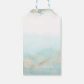 Aqua & Gold Waterverf Beach Wedding Love & Bedankt Cadeaulabel (Achterkant)