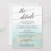 Aqua Gold Waterverf Details op het strand bruiloft Kaart (Achterkant)