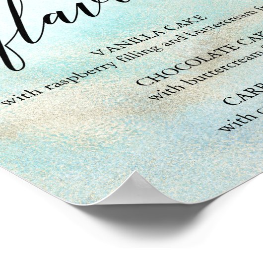 Aqua Gold Waterverf Strand Trouwtaart Smaken Poster (Hoek)