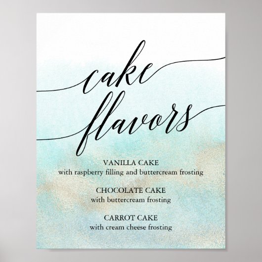 Aqua Gold Waterverf Strand Trouwtaart Smaken Poster (Voorkant)