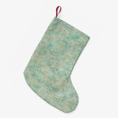 Aqua Gold Waterverf Stripes Kleine Kerstsok (Voorkant (Hangend))
