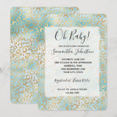 Aqua Gold White Leopard Print Kaart (Voorkant / Achterkant)