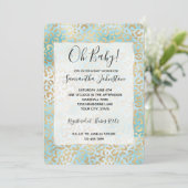 Aqua Gold White Leopard Print Kaart (Staand voorkant)