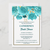 Aqua Gold white rose waterverf vrijgezellenfeest Kaart (Voorkant)