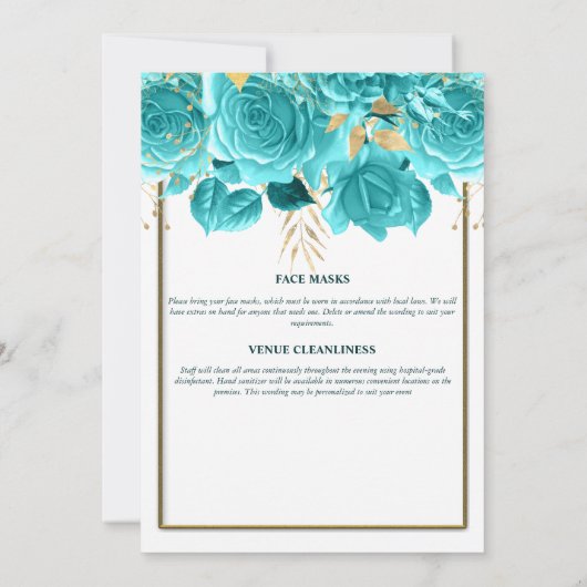 Aqua Gold white rose waterverf vrijgezellenfeest Kaart (Achterkant)