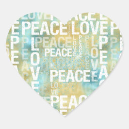 Aqua Gold Wit Vrede Liefde Hart Sticker