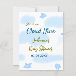 Aqua gold ze staat op negen baby shower wolken briefkaart