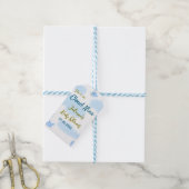 Aqua gold ze staat op negen baby shower wolken cadeaulabel (Met Touw)