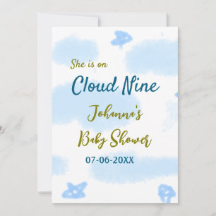 Aqua gold ze staat op negen baby shower wolken kaart