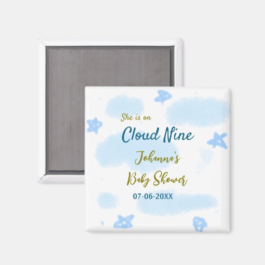 Aqua gold ze staat op negen baby shower wolken magneet (Voorkant / Achterkant)