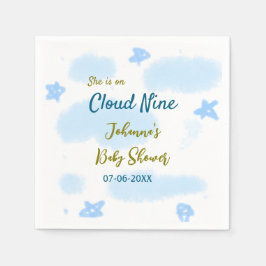 Aqua gold ze staat op negen baby shower wolken servet