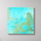 Aqua Gold Zeemeermin Sparkle Canvas Afdruk (Voorkant)