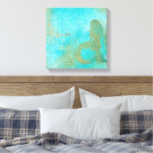 Aqua Gold Zeemeermin Sparkle Canvas Afdruk (Insitu (Slaapkamer))