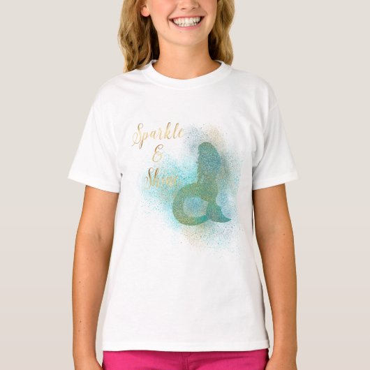 Aqua Gold Zeemeermin Sparkle T-shirt (Voorkant)