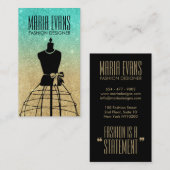 Aqua gold zwart mannequin glitter mode visitekaartje (Voorkant / Achterkant)