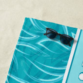 Aqua golven monogram strandlaken (In situ)