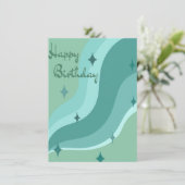 Aqua golvende verjaardagskaart  kaart (Staand voorkant)