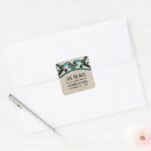 Aqua Gothic Swirls Save the Date Stickers (Envelop)