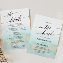 Aqua Goud Aquarel Details Op De Strand Bruiloft