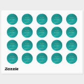 Aqua goud blauw zomer oceaan bestemming bruiloft ronde sticker (Vel)