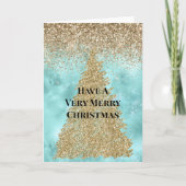 Aqua Goud Glam Glitters Schitterende Kerstboom Kaart (Voorkant)