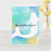 Aqua Goud Glitter Meermin Kaart (Gele Bloem)