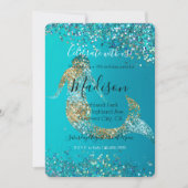 Aqua Goud Glitter Schitter Zeemeermin Kaart (Voorkant)