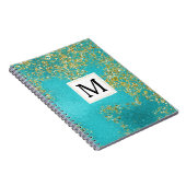 Aqua Goud Nep Glitterend Monogram Notitieboek (Rechterzijde)