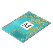 Aqua Goud Nep Glitterend Monogram Notitieboek (Linkerzijde)
