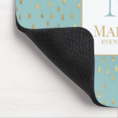 Aqua Goud Regendruppel Modern Modieus Monogram Muismat (Hoek)