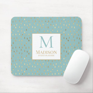 Aqua Goud Regendruppel Modern Modieus Monogram Muismat