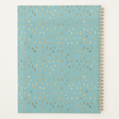 Aqua Goud Regendruppel Modern Modieus Monogram Planner (Achterkant)