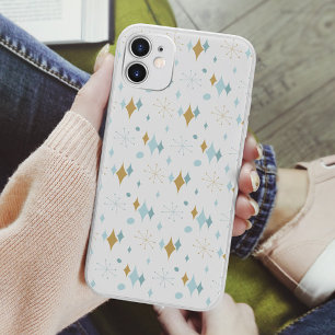 Aqua, Goud Starburst Mid Century Patroon Case-Mate iPhone 14 Hoesje