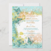 Aqua goud strand thema bruiloft kaart (Achterkant)